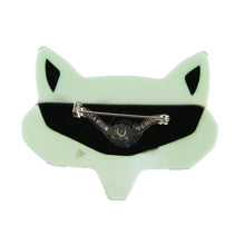Load image into Gallery viewer, Lea Stein Goupil Fox Head Brooch - Peppermint Green, Red Ears