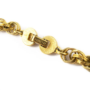 Exquisite Rare Retro Style Signed MONET Gold-tone Ram Pendant Necklace c. 1950