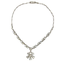 Load image into Gallery viewer, Delicate French Vintage Clear Crystal Flower Necklace c.1940s