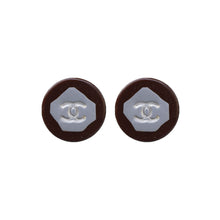 Load image into Gallery viewer, Vintage Chanel CC Silver Tone & Mahogany Earrings c. 1980s (Clip-on)