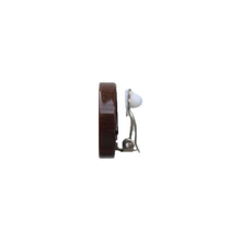 Load image into Gallery viewer, Vintage Chanel CC Silver Tone & Mahogany Earrings c. 1980s (Clip-on)