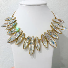 Load image into Gallery viewer, Vintage French Signed "Poggi Paris" Gold Plated Large Elliptical Shape Crystal Necklace