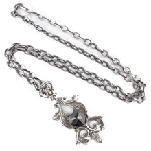 Load image into Gallery viewer, William Griffiths Cubic Zirconia Heart and Florentine Design Sterling Silver Large Chain Necklace