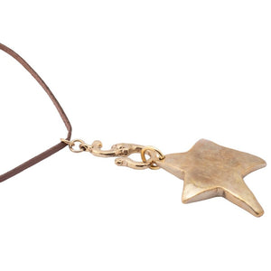 HQM Solid Bronze Hand Crafted Irregular Star Pendant Necklace