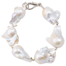 Load image into Gallery viewer, Genuine Fresh Water Large Slightly Irregular White Pearl Bracelet