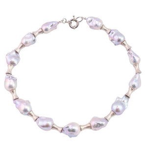 Genuine Fresh Water Baroque Soft Grey Pearl Necklace