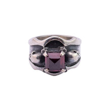 Load image into Gallery viewer, William Griffiths Sterling Silver Red Cubic Zirconia with Skull Details