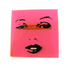 Load image into Gallery viewer, Signed &#39;C.D&#39; Hand Painted &#39;Marilyn Monroe&#39; Pink Opaque Plastic Brooch
