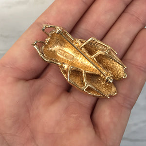 Ciner NY Cicada Gold - Crystal Brooch Pin with Emerald Eyes - Harlequin Market