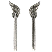 Load image into Gallery viewer, Ciner NY Chrome Crystal Large Deco Tassel Chain Earrings - Harlequin Market