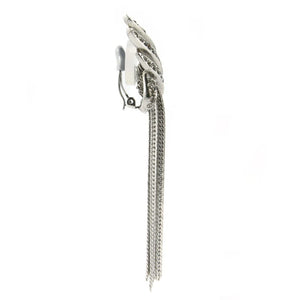 Ciner NY Chrome Crystal Large Deco Tassel Chain Earrings - Harlequin Market