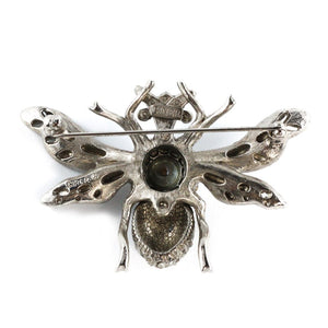 Ciner NY Chrome - Grey Faux Pearl Insect Pin - Brooch - Harlequin Market