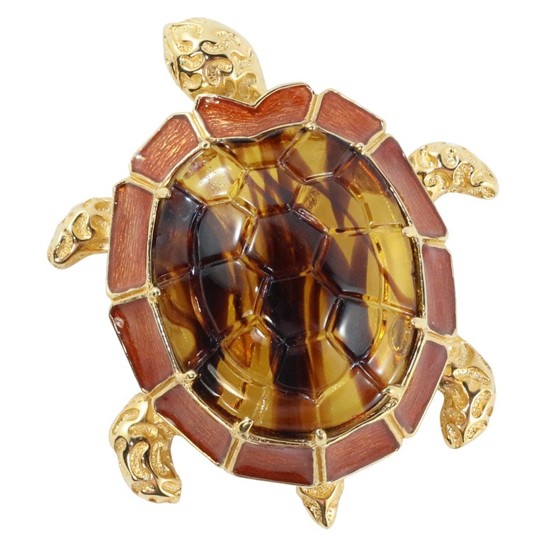 Ciner NY The Glass Shelled Turtle Brooch