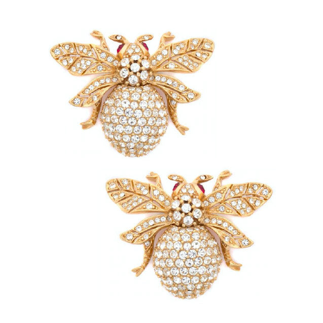 Ciner NY 24kt Plated 100th Anniversary Bee Earrings (Pierced) - Harlequin Market