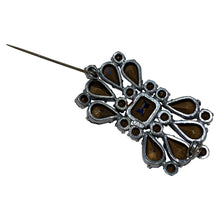 Load image into Gallery viewer, Unsigned Vintage Sapphire & Clear Crystal Brooch