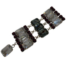 Load image into Gallery viewer, HQM Austrian Crystal Military Tassel Drop Three Tiered Brooch - Clear, Amethyst & Black Diamond