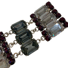 Load image into Gallery viewer, HQM Austrian Crystal Military Tassel Drop Three Tiered Brooch - Clear, Amethyst & Black Diamond