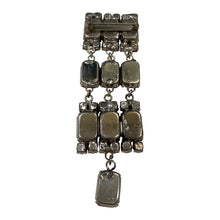 Load image into Gallery viewer, HQM Austrian Crystal Military Tassel Drop Three Tiered Brooch - Clear, Amethyst & Black Diamond