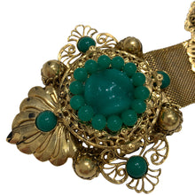 Load image into Gallery viewer, Signed 'Vrba' Military Style Emerald Green & Gold Tone Brooch