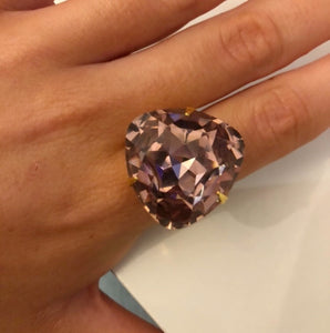 Harlequin Market Amethyst Crystal Adjustable Ring - Triangular