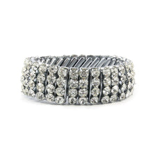 Load image into Gallery viewer, German Unsigned Vintage Multi Row Crystal Stretch Bracelet c. 1940-1950s