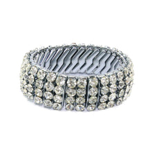Load image into Gallery viewer, German Unsigned Vintage Multi Row Crystal Stretch Bracelet c. 1940-1950s