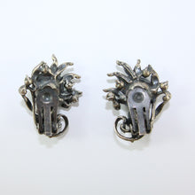Load image into Gallery viewer, HQM Austrian Vintage Green & Clear Crystal Claw Earrings (Clip-On)