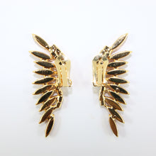 Load image into Gallery viewer, HQM Austrian Siam & Clear Feathered Cuff Earrings (Clip-On)