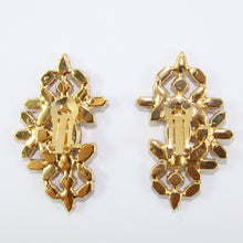 Load image into Gallery viewer, HQM Austrian Ruby & Clear Crystal Intricate Earrings (Clip-On)