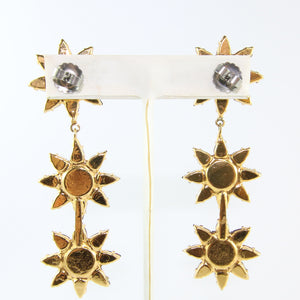 HQM Austrian Siam & Hyacinth Crystal Three Star Drop Earrings (Pierced)