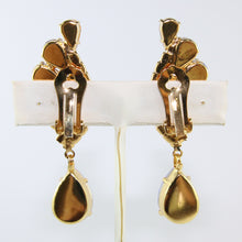 Load image into Gallery viewer, HQM Austrian Sapphire & Clear Crystal Drop Earrings (Clip-On)