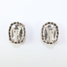Load image into Gallery viewer, HQM Austrian Siam & Clear Crystal Oval Earrings (Clip-On)