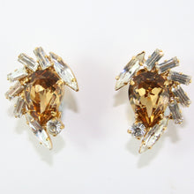 Load image into Gallery viewer, HQM Austrian Light Colorado Topaz &amp; Clear Crystal Multi Shape Earrings (Clip-On)
