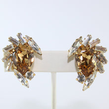Load image into Gallery viewer, HQM Austrian Light Colorado Topaz & Clear Crystal Multi Shape Earrings (Clip-On)