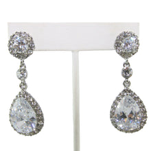 Load image into Gallery viewer, HQM Austrian Vintage Double Pendant Drop Clear & Light Amethyst Crystal Earrings (Pierced)