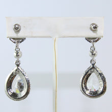 Load image into Gallery viewer, HQM Austrian Vintage Double Pendant Drop Clear & Light Amethyst Crystal Earrings (Pierced)