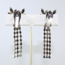 Load image into Gallery viewer, HQM Austrian Vintage Unsigned Floral Centre Stone & Three Tassel Drop Earrings (Clip-On)