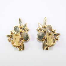 Load image into Gallery viewer, HQM Austrian Ruby, Clear & Black Diamond Crystal Cluster Earrings (Clip-On)