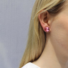 Load image into Gallery viewer, Harlequin Market Austrian Crystal Round Medium Stud Earrings - Rose (Pierced)