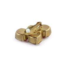 Load image into Gallery viewer, Harlequin Market Austrian Crystal Earrings - Ruby Red - Gold (Clip-on)