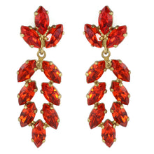 Load image into Gallery viewer, Harlequin Market Austrian Crystal Earrings - Hyacinth Red - Gold (Pierced)