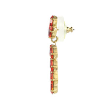 Load image into Gallery viewer, Harlequin Market Austrian Crystal Earrings - Hyacinth Red - Gold (Pierced)