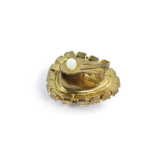 Load image into Gallery viewer, Harlequin Market Austrian Crystal Ruby Red-Clear-Gold Earrings- (Clip-On)