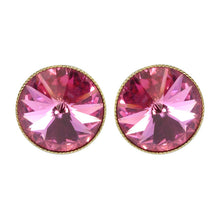 Load image into Gallery viewer, Harlequin Market Austrian Crystal Round Medium Stud Earrings - Rose (Pierced)
