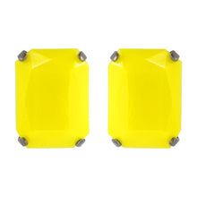 Load image into Gallery viewer, Harlequin Market Austrian Crystal Large Octagon Earrings - Yellow - Antique (Pierced)