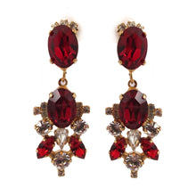 Load image into Gallery viewer, Harlequin Market | HQM Austrian Crystal Ruby Drop Earrings- (Clip-On Earrings)