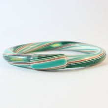 Load image into Gallery viewer, Lea Stein Vintage Jonc Swirl Bangle - Green Candy Opaque Swirls
