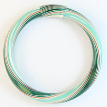 Load image into Gallery viewer, Lea Stein Vintage Jonc Swirl Bangle - Green Candy Opaque Swirls