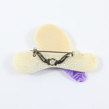 Load image into Gallery viewer, Lea Stein Columbine Flapper Girl Brooch Pin - Purple, Creme