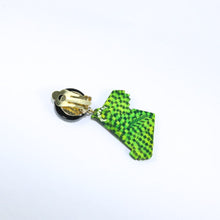 Load image into Gallery viewer, Pavone (France) Signed Square Galalith Hand-Painted Green Scotty Dog Earrings (Clip-on)